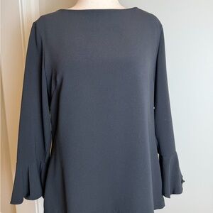 Structured, Lined Black Bell Sleeve Women's Top